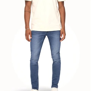 Jean slim en denim pour homme 100 % coton extensible, respirant, écologique, léger, taille mi-haute, hiver, pas cher - Product Image 1