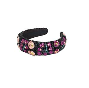 Diadema Bordada a Mano con Cuentas y Flores para Mujer, Venta al Por Mayor para Boutiques de Moda y Mercados Internacionales - Product Image 1