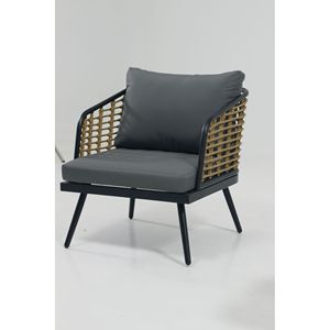 Juego de muebles de patio de mimbre PE de 4 piezas, cojines lavables para sofá al aire libre, mesa de vidrio templado para uso en jardín y balcón - Product Image 2