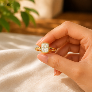 Women's 18K Yellow Gold <b>Moissanite</b> Engagement Ring Bezel Setting Classic Rediant Cut Diamond <b>Jewelry</b> - Product Image 3