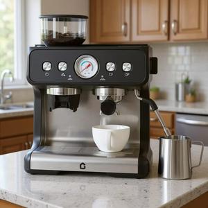 Machine à café entièrement automatique HIPRESSO CM1001 CM2001 CM3001, programmable, du grain à la tasse, en acier inoxydable noir - Product Image 6