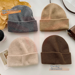 Bonnet unisexe en mélange de laine jacquard réglable, couleur unie, côtelé, style décontracté, respirant, imperméable, pour l'extérieur - Product Image 3