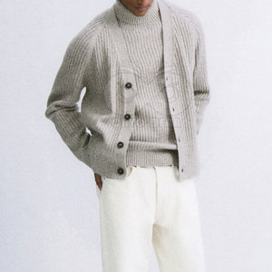 Men's Knitted <b>Cardigan</b> <b>Sweater</b> Classic Button Up Long Sleeve Casual Warm Soft Pullover Style Knitwear For Daily Wear - Product Image 6