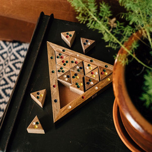 Wooden Triangular <b>Puzzle</b> Board Game With Colorful Dots Interactive Tabletop Brain Teaser Toy For Logic Skill Development Play - Product Image 3