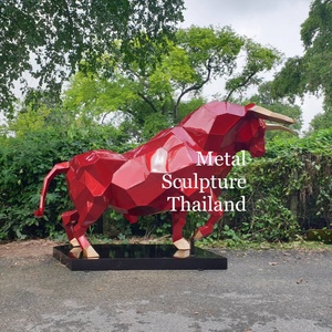 โมเดิร์นสวนกลางแจ้งสวนศิลปะโลหะสัตว์แรดประติมากรรมเหล็กสแตนเลสขนาดใหญ่ - Product Image 1