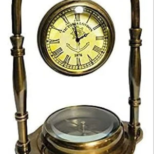 Calvin Handicraft Art Deco Brass <b>Desk</b> <b>Clock</b> Solar Motivity Stopwatch Movement Calendar Snooze Function-Birthday Gift for - Product Image 1