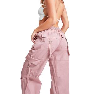 2025 Fall Women Pockets <b>Cargo</b> Pants Drawstring Women Baggy Pants Streetwear Vintage Casual Loose Straight Trousers - Product Image 3