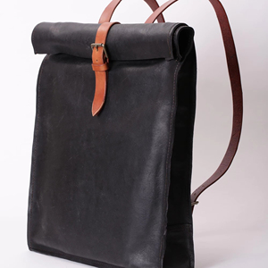 Luxury Brown Leather <b>Roll</b> Top <b>Backpack</b> Classic Aesthetic Laptop Rucksack For High End Retail LTBP-0227 - Product Image 1