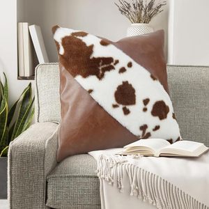 Housse de coussin rectangulaire en fausse fourrure réversible à motif vache, style nordique, décoration d'intérieur - Product Image 5