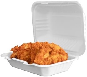 Boîte d'emballage compostable 9x6 pouces en bagasse pour la conservation de repas frais, destinée aux commandes de colis de restaurants, repas de cafétéria et de cantine 2026 - Product Image 2