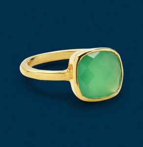 Handmade <b>Cushion</b> Shape Green Chalcedony Gemstone Women <b>Ring</b> - Fashion Gold Plated <b>Rings</b> - Wholesale Bulk Price <b>Ring</b> - Product Image 2