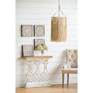 Consolle Classica Vintage Bianca Anticata 81x30x81 cm con Piano in Legno Marrone - Arredamento Elegante - Product Image 2