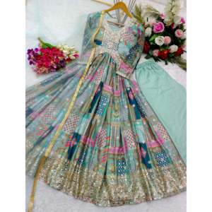 Diseñador Aliya-Vestido cortado con Pent y Dupatta Elegante desgaste de fiesta de noche - Product Image 5