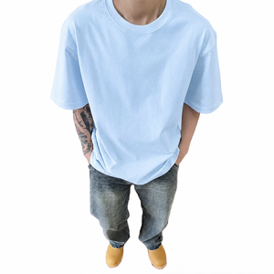 สินค้าขายดีในปากีสถาน เสื้อยืดผู้ชายทรงหลวม 100% ผ้าฝ้ายเจอร์ซีย์ เสื้อยืดผู้ชายแฟชั่นใหม่ น้ำหนักเบา ทรงบ็อกซี่ - Product Image 2