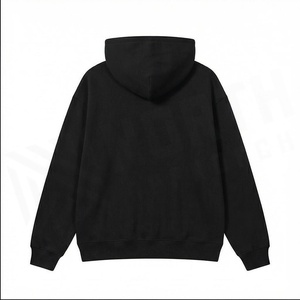 Sweat à capuche pour homme, coupe oversize, en coton, imprimé, avec poche avant, style décontracté, automne, noir - Product Image 2