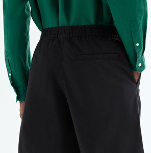 Men Solid Color Bermuda Shorts Elastic Waist Casual Woven Mid Length <b>Drawstring</b> Closure - Product Image 5