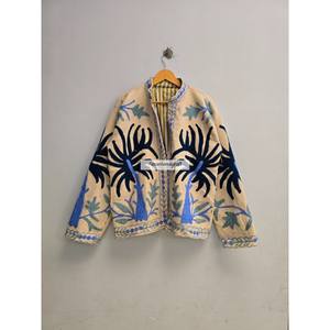 Chaqueta Suzani al por mayor, chaqueta corta con bordado uzbeco, chaqueta con diseño de palmera, chaqueta estilo boho chic con forro de algodón. - Product Image 5
