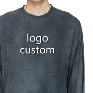 Camiseta de Manga Larga para Hombre, Personalizada, de Poliéster/Algodón, Lavada, Ecológica, Estilo Vintage, 220gsm, Impresión Fotográfica, Marca Privada OEM - Product Image 5