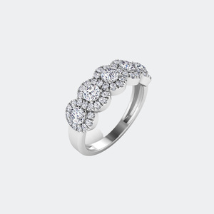 แหวนวงแหวนห้าเม็ดทรงกลมประดับเพชรแบบพาเว่ 0.75 กะรัต - Product Image 5