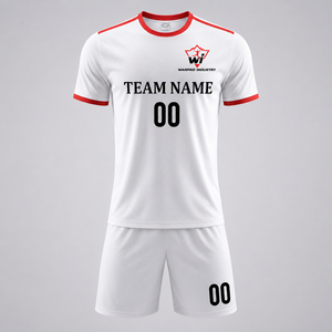 Custom White Soccer Uniform Set Quick Dry Football Team Jersey Shorts for <b>Men</b> Training Match Sportswear - Product Image 1