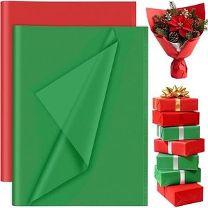 PLULON 60 Fogli di Carta Velina Natalizia per Regali, Sacchetti Rossi e Verdi 14 X 20 Pollici, Confezione per Forniture Festive per Confezionare Regali - Product Image 1