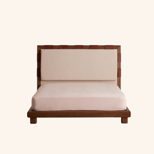 Modern Solid Teak <b>Wood</b> <b>Bed</b> Frame Minimalist Bedroom Furniture with Upholstered <b>Headboard</b> for Hotel Villa and Residential Project - Product Image 2