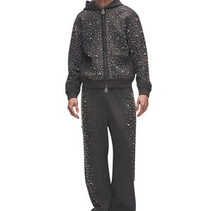 Conjunto Deportivo de Dos Piezas para Hombre, con Pedrería, Transpirable, Ligero, Sudadera con Capucha y Pantalones Jogger - Product Image 1