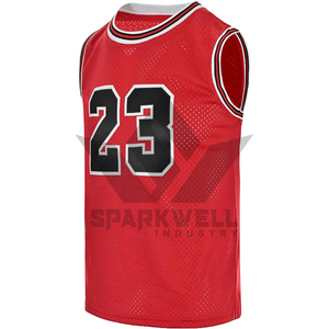 Camiseta de Baloncesto Roja de Malla para Hombre, Sin Mangas, Número 23, Impresión Sublimada, Transpirable, de Poliéster, Ropa Deportiva para Adultos, Corte Regular - Product Image 1