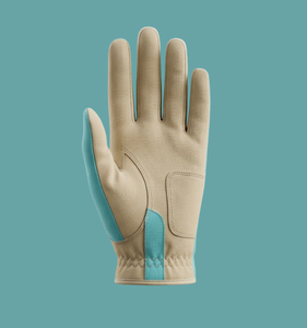 Gant de golf en cuir Cabretta pour droitier, matière PU, microfibre antidérapante, fermeture auto-agrippante, unisexe, sport, à enfiler, beige turquoise - Product Image 2