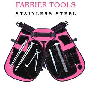 Kit d'outils de fermeur avec tablier rose, cisaille à sabots, écarteur de sabots, pince à tête ronde et pince à sabots pour la forge - Product Image 6
