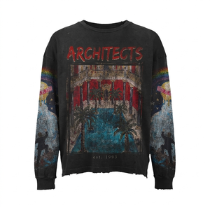 เสื้อยืดแขนยาวพิมพ์ลายกราฟิกสีดำพรีเมียม 260 GSM ผ้าฝ้ายซักแล้ว พิมพ์ลายตามสั่ง ทรงหลวม 100% ผ้าฝ้าย สำหรับผู้ชาย - Product Image 5