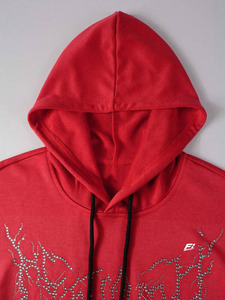 Men Hoodies Cotton Fleece Rhinestone Graphic Pullover Oversized Streetwear Hoodies <b>for</b> Men Custom Manufacturing Bulk supply - Product Image 4