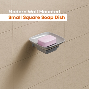 Petite savonnière carrée décorative avec insert à fentes amovible et porte-bijoux latéral, plateau de vanité en céramique pour lavabo et douche - Product Image 2