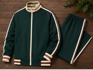 Unisex Green <b>Track</b> <b>Jacket</b> Full Sleeve Zipper Sporty Style Turn-down Collar Striped Side Pockets Breathable Polyester Autumn Wear - Product Image 5