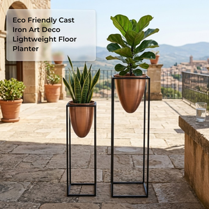 Jardinière de sol légère en fonte écologique style Art Déco, avec revêtement poudré, pour intérieur, extérieur, jardin, maison, balcon, salon - Product Image 2