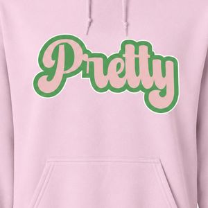 Sweat à capuche rose élégant avec motif graphique et lettres vertes, en molleton de coton, à manches longues, décontracté, pour femme - Product Image 3