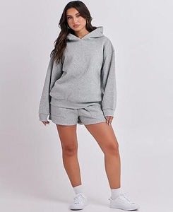 Ensemble de survêtement 2 pièces pour femme : sweat à capuche et short en coton, respirant, au meilleur prix, OEM - Product Image 4
