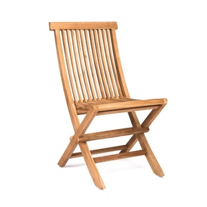 Teak Folding Garden Chair-Portable Modern Outdoor Solid Wood Furniture with Saber Legs for Patio & <b>Dining</b> Use - Product Image 1