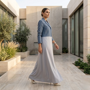 Elegante Vestido Abaya Modesto de Dos Tonos para Mujer, Manga Larga, Estilo Islámico Maxi |   Caftán Estilo Dubái, Ropa Musulmana, 26 Prendas de Moda Premium - Product Image 3