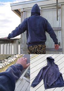 Sweat-shirt à capuche tendance pour homme, effet délavé, coupe décontractée, tissu résistant, pour le streetwear quotidien, grande taille - Product Image 5