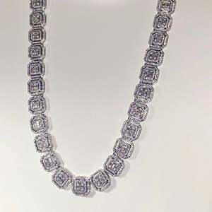 <b>Iced</b> <b>Out</b> Emerald Cut Cluster Link <b>Chain</b> Necklace VVS Moissanite with 925 Sterling Silver Rose Gold & Rhodium Plated for Gift - Product Image 5
