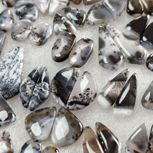 Paire de cabochons en agate dendritique naturelle, lot de pierres précieuses en gros, 15x10x3mm, 30x10x3mm, pierres lâches polies, 16 carats en moyenne - Product Image 2