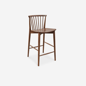 Tabouret de bar moderne en bois massif, finition noyer, pour café, restaurant, comptoir, salle à manger, mobilier minimaliste, sièges de bar - Product Image 2