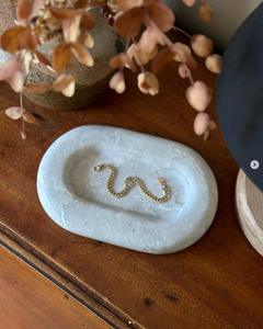 Plateau de service ovale en marbre beige, fait main, moderne, résistant au feu, décoratif pour la cuisine, le salon, la villa - Product Image 6