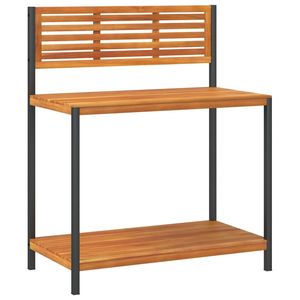 Tavolo da lavoro in legno massiccio di Acacia e acciaio 35.4 \ "x19.7 \" x43.3 \ "categoria di stoccaggio - Product Image 2