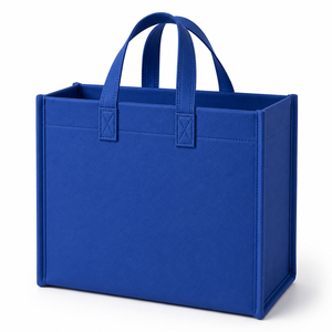 Blue Non Woven Box Bag Reusable Eco Friendly Grocery Shopping Tote for Retail Packaging Wholesale Supply - Product Image 4
