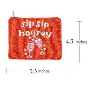 กระเป๋าใส่เหรียญแบบมีซิป งานแฮนด์เมด ปักด้วยลูกปัดแก้ว กระเป๋าคลัทช์ ของขวัญสำหรับงานปาร์ตี้ รับทำตามสั่ง ขายส่ง สำหรับทุกเพศ ขนาดกะทัดรัด - Product Image 3