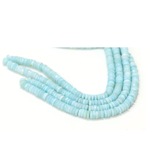 Hermosas cuentas de ópalo facetadas en forma de neumático, color azul aguamarina, de 5-8 mm, cuentas de ópalo en forma de rueda, color azul aguamarina. - Product Image 2