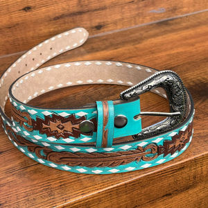 Cinturón de cuero genuino de alta calidad de fabricante, cinturón floral hecho a mano y pintado a mano, cinturones de cintura Unisex de cuero hecho a mano Real - Product Image 2