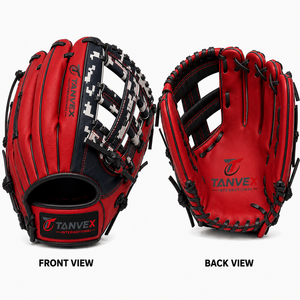 Guante de Béisbol TANVEX INTERNATIONAL Sintético para Receptor Zurdo, Tejido Cerrado, Dedos Completos, Rojo y Negro, Unisex, Juvenil, para Todas las Estaciones - Product Image 1